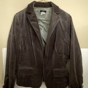 J Crew Gray Velvet Blazer Size 6 RN77388 Flip Cuff